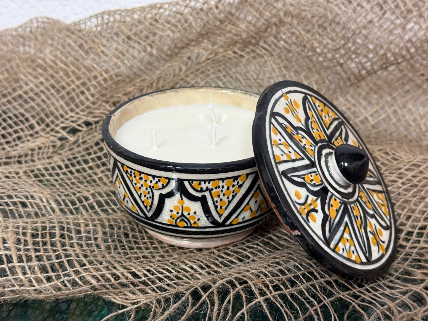 Hand Painted Pottery Candle