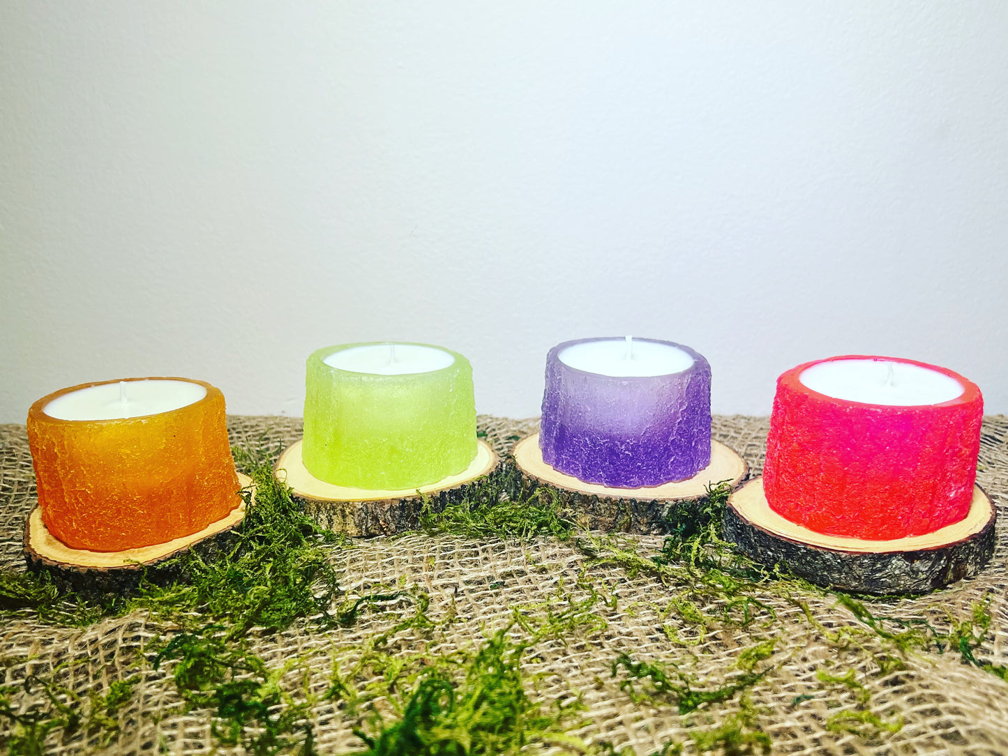 Neon resin stump candles